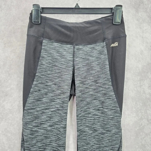Avia Black Gray Long Mesh Legging Pant Bottoms Activewear Small - Picture 3 of 7